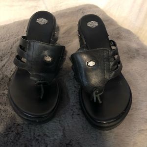 Harley Davidson heeled flip flops